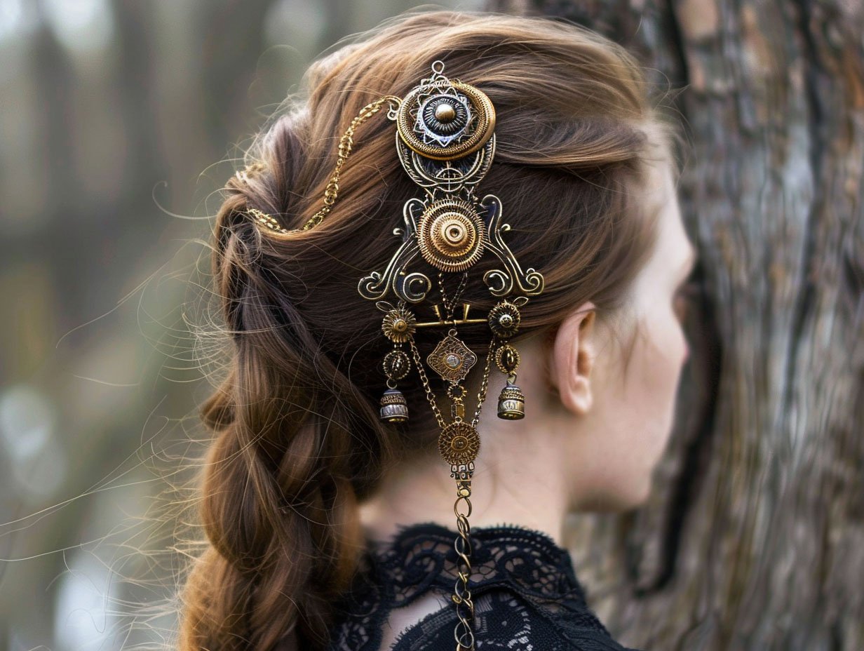 steampunk hair clips set