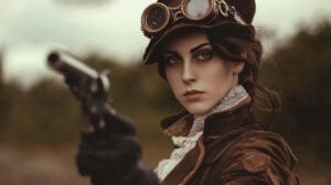 wooden steampunk cosplaying